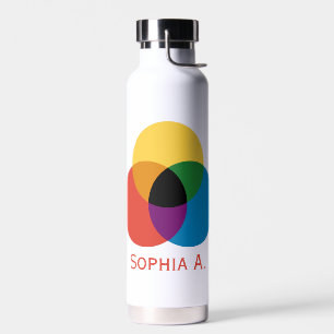 Botella De Agua Círculos de colores primarios entrelazados persona