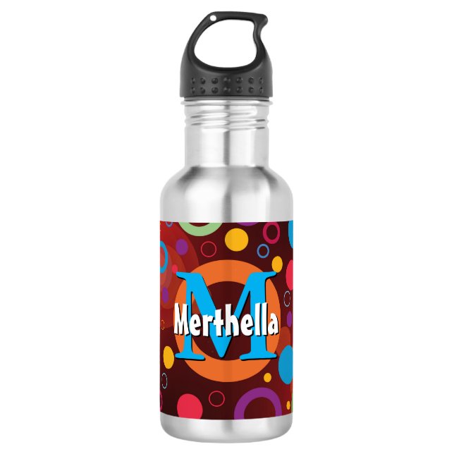 Botella De Agua Círculos vibrantes anillos retrospectivos personal (Anverso)