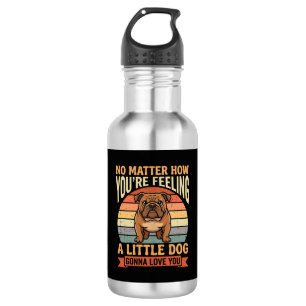 Botella De Agua Cita de amor divertida de Bulldog Perro Retro