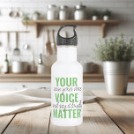 Botella De Agua Cita de motivación positiva de verde para tu voz<br><div class="desc">Cita de motivación positiva de verde para tu voz</div>