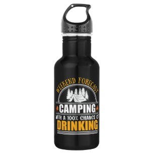 Botella De Agua Cita divertida de camping