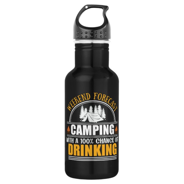 Botella De Agua Cita divertida de camping (Anverso)