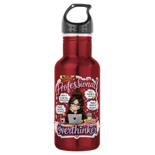Botella De Agua Cita divertida de sobrepensador profesional blanco