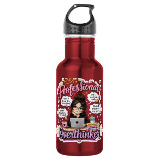 Botella De Agua Cita divertida de sobrepensador profesional blanco