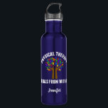 Botella De Agua Cita inspiradora hermosa de la terapia física<br><div class="desc">La cita inspiradora de la pinta alrededor de un árbol hermoso con las hojas del arco iris que lea terapia física cura de dentro. Un regalo lindo de la botella de agua del terapeuta físico.</div>