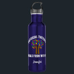 Botella De Agua Cita inspiradora hermosa de la terapia física<br><div class="desc">La cita inspiradora de la pinta alrededor de un árbol hermoso con las hojas del arco iris que lea terapia física cura de dentro. Un regalo lindo de la botella de agua del terapeuta físico.</div>