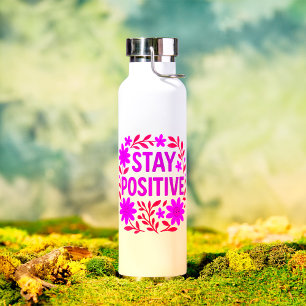Botella De Agua Cita Motivadora Floral Positiva