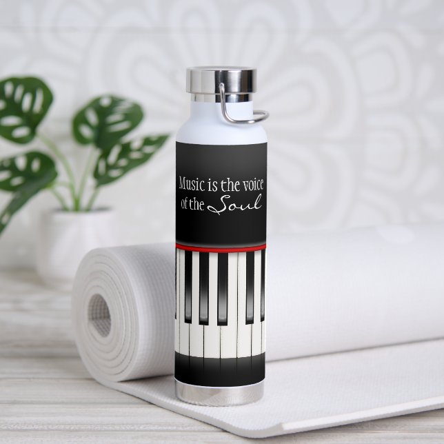 Botella De Agua Cita musical en el teclado piano (Yoga)