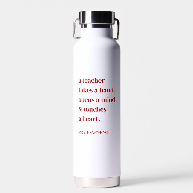 Botella De Agua Cita Personalizada del Corazón para el Maestro (Delantero)