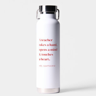 Botella De Agua Cita Personalizada del Corazón para el Maestro