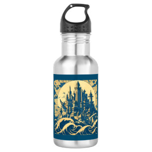 Botella De Agua Ciudad de Atlantis 3 - Estilo Woodblock