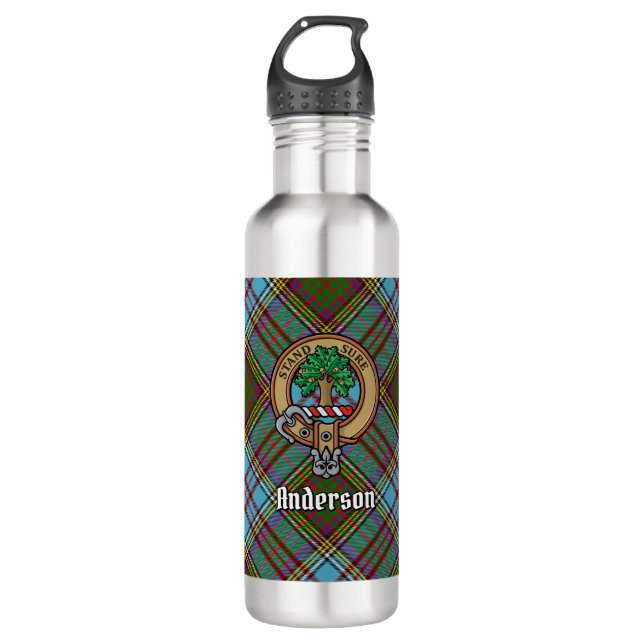 Botella De Agua Clan Anderson Escudo sobre Tartán (Anverso)