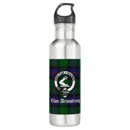 Botella De Agua Clan Armstrong Tartan & Escudo Badge