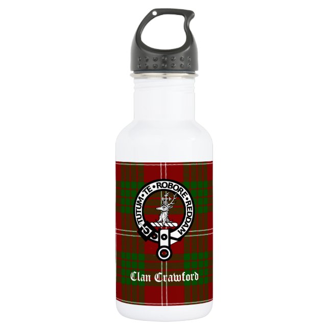 Botella De Agua Clan Crawford Crest Tartán (Anverso)