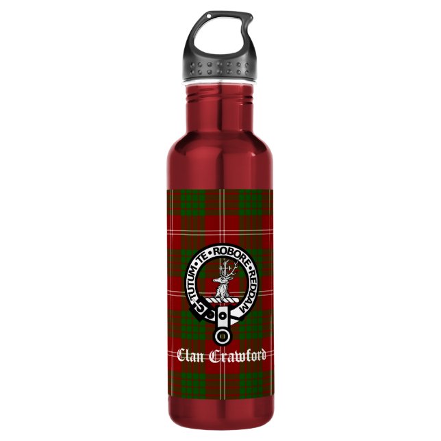 Botella De Agua Clan Crawford Escudo Tartan (Anverso)