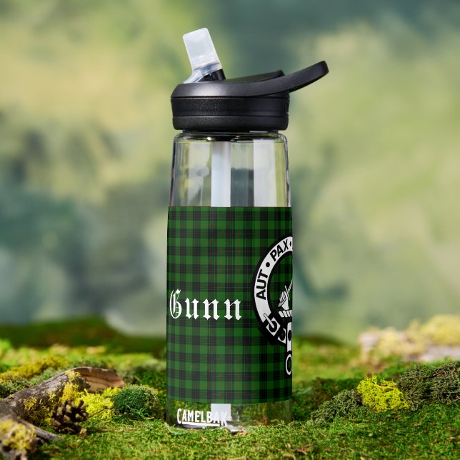 Botella De Agua Clan Gunn Escudo Badge & Tartan (Exterior)
