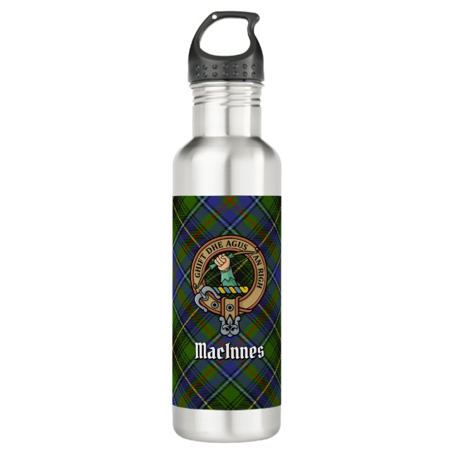 Botella De Agua Clan MacInnes Escudo sobre Tartán (Anverso)