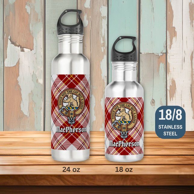 Botella De Agua Clan MacPherson Escudo por Red Dress Tartán (Subido por el creador)