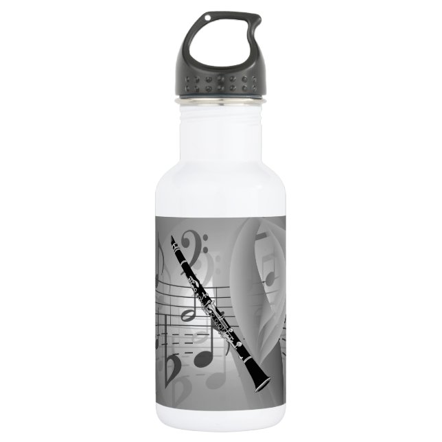 Botella De Agua Clarinet con acentos musicales (Anverso)