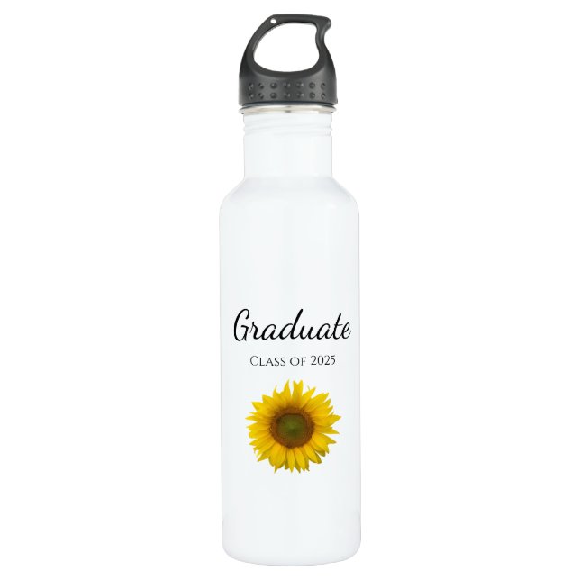 Botella De Agua Clase de girasol botánico de graduación 2025 (Anverso)