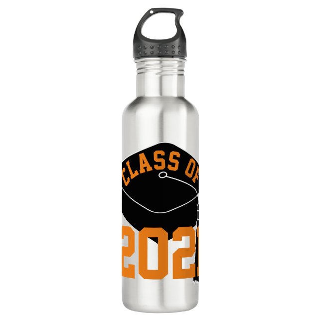 Botella De Agua Clase de Grad Cap Naranja 2024 (Anverso)