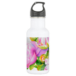 Botella De Agua Clásica y elegante color de agua floral de peonia