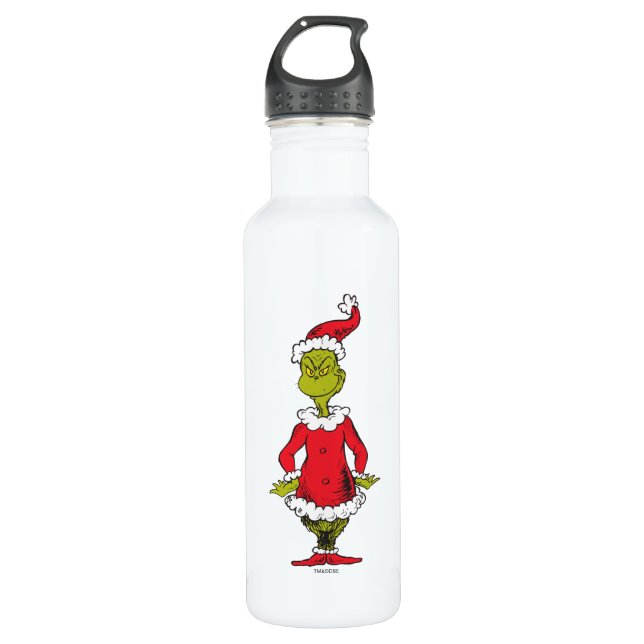 Botella De Agua Clásico El Grinch | Santa Claus (Anverso)
