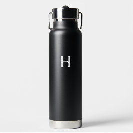 Botella De Agua Clásico Monograma Elegante Negro