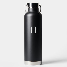 Botella De Agua Clásico Monograma Elegante Negro