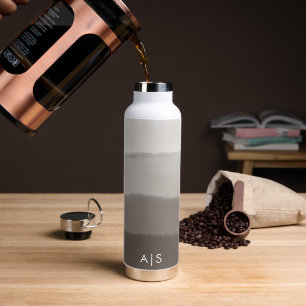 Botella De Agua Clásico Monogramo Acuarela Davy Gray Ombre