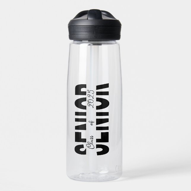 Botella De Agua Clásico negro personalizado para Senior (Delante)