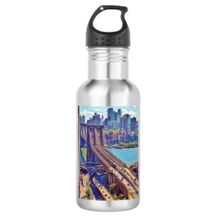 Botella De Agua Clásico Puente de Brooklyn de la Ciudad de Nueva Y
