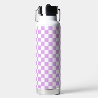 Botella De Agua Clásico tablero de ajedrez de lavanda claro