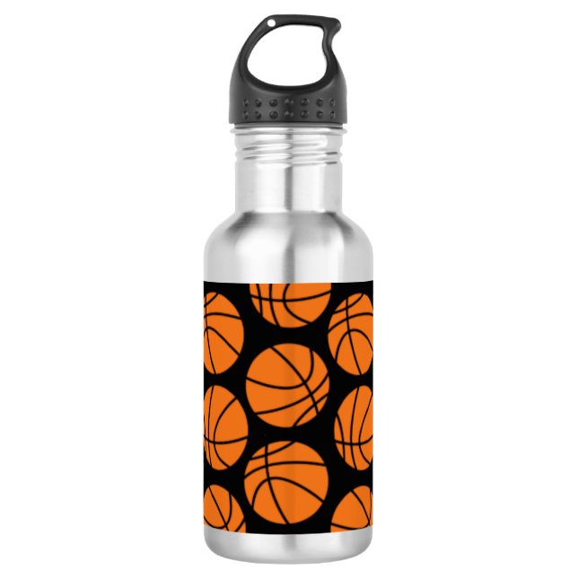 Botella De Agua Classic Basketball Pattern on Black (Anverso)