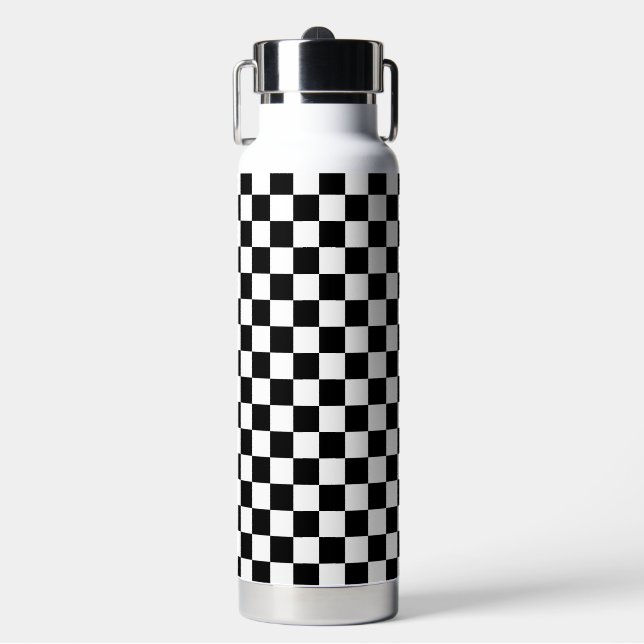 Botella De Agua Classic black checkerboard (Frente)