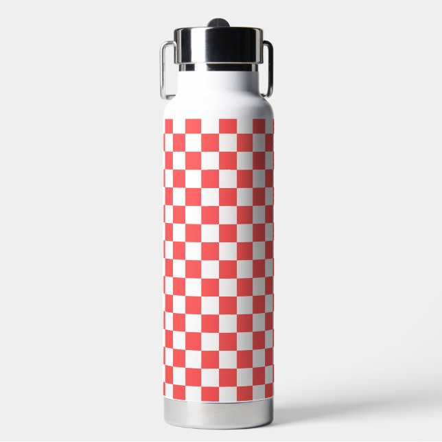 Botella De Agua Classic coral red checkerboard (Frente)