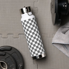 Botella De Agua Classic grey checkerboard