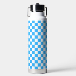 Botella De Agua Classic light blue checkerboard