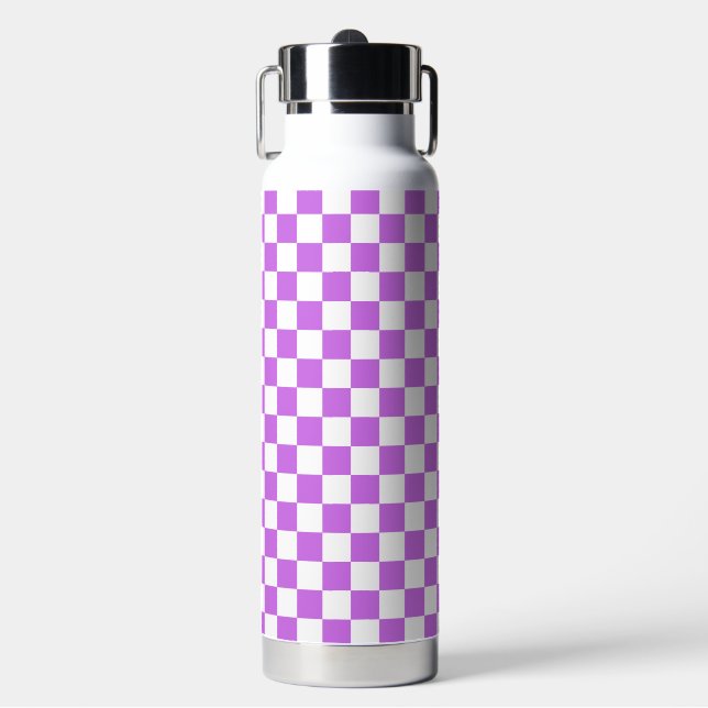 Botella De Agua Classic visual magenta checkerboard  (Frente)