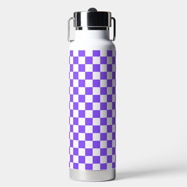 Botella De Agua Classic visual purple checkerboard  (Frente)