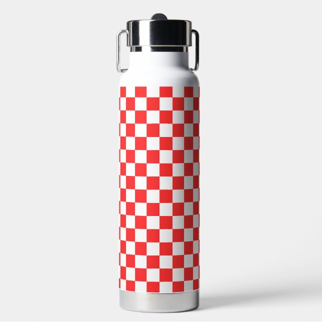 Botella De Agua Classic visual red checkerboard  (Frente)