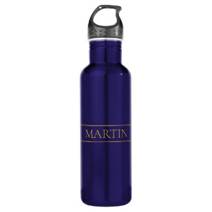 Botella De Agua Classy Personalizable Gold Text & Lines