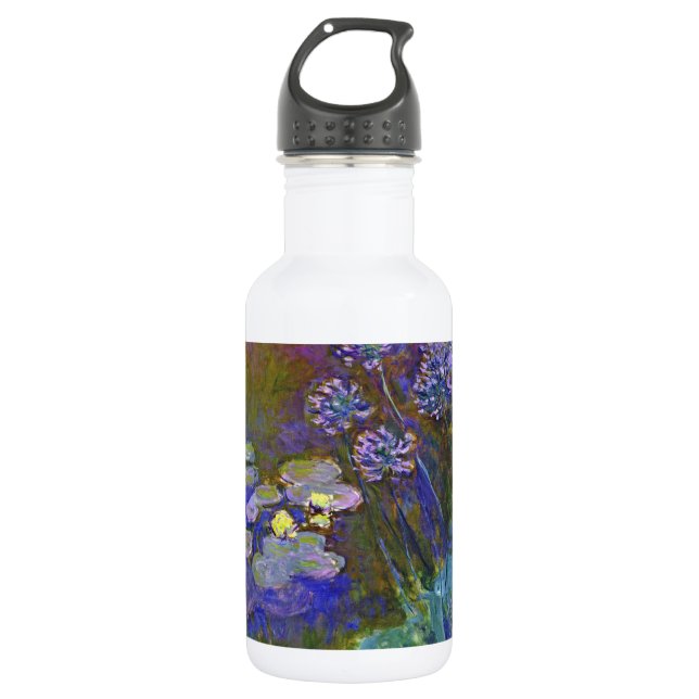 Botella De Agua Claude Monet Water Lilies Agapanthus (Anverso)