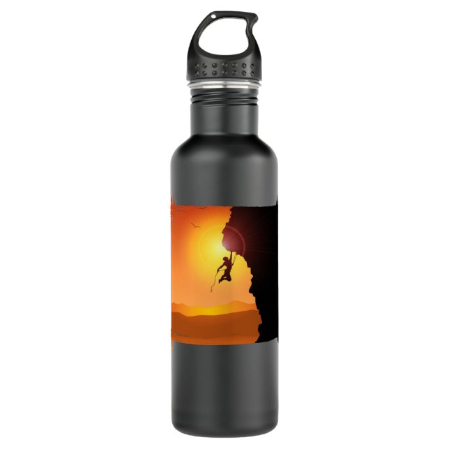 Botella De Agua Climbing Climb BoulderingDistressed Retro Rock Cli (Anverso)