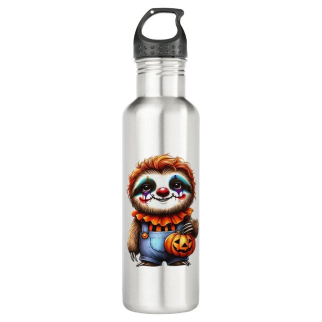 Botella De Agua Clown Sloth Halloween camiseta sobredimensionada (Anverso)