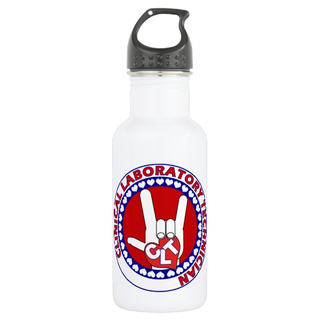 Botella De Agua CLT CLINICAL LAB TECH ASL iLOVE LOGO (Anverso)