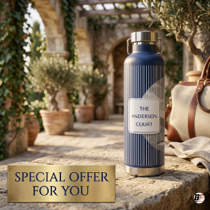 Botella De Agua Clúster de Campo Personalizado Preppy Azul Marino
