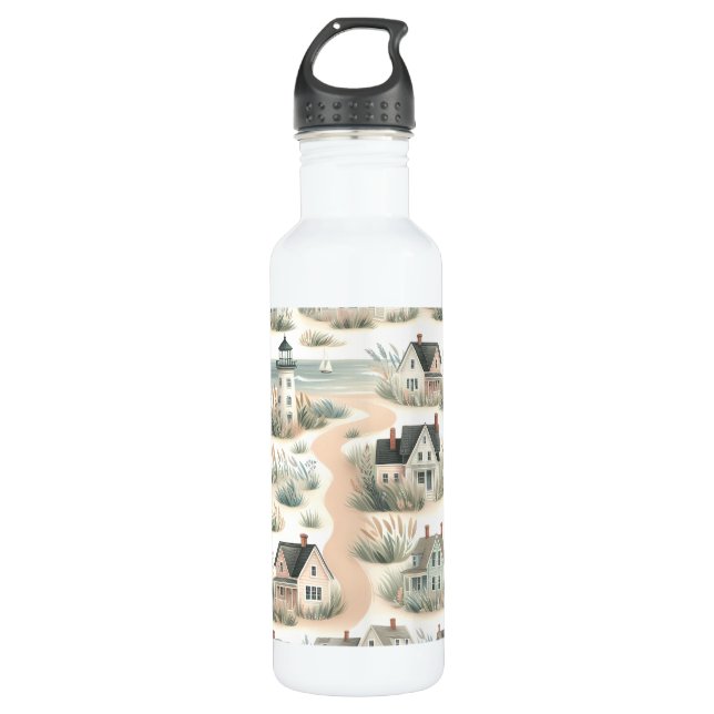 Botella De Agua Coastal Cottage Lighthouse Pattern (Anverso)