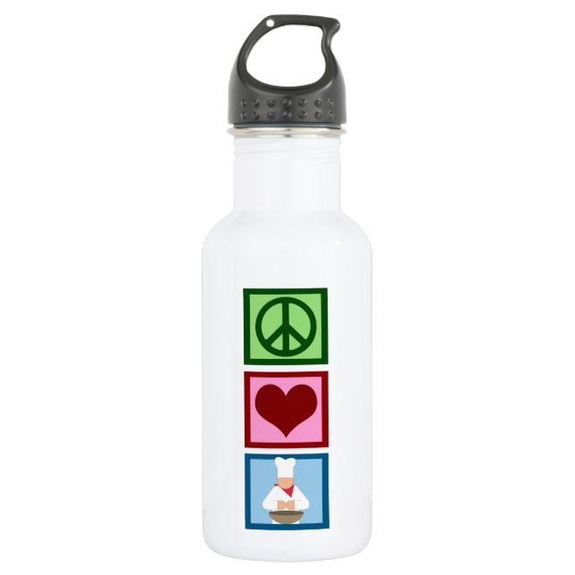Botella De Agua Cocinero del amor de la paz (Anverso)