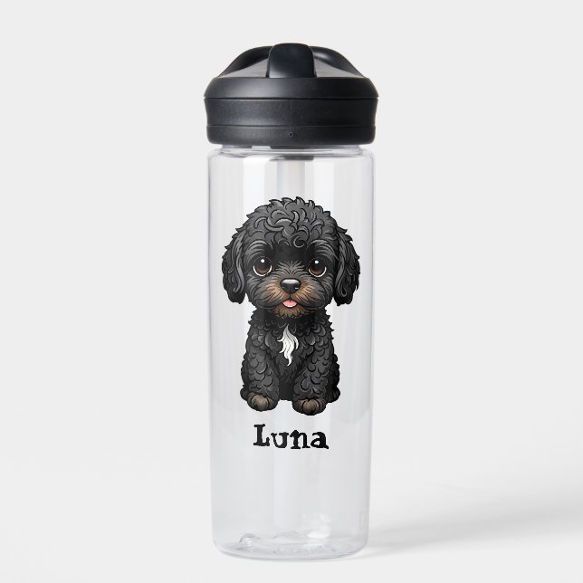 Botella De Agua Cockapoo negro personalizado (Delante)